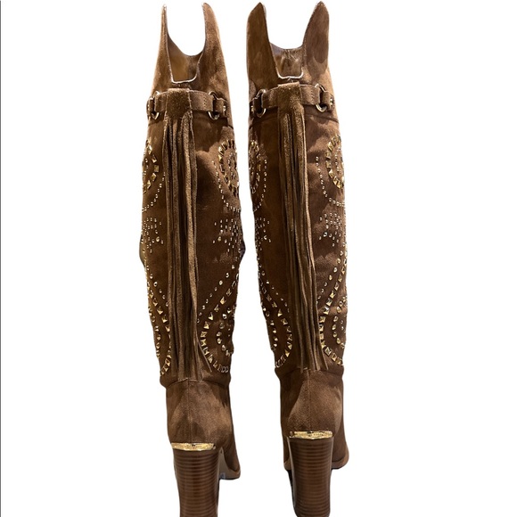 NWT - MICHAEL KORS SZ-10 REENA STUDDED Tall OTK Boots -approx 4” HEEL in ORIGINA - Picture 8 of 12